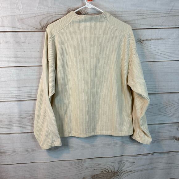 Madewell Cream Striped Jacquard Funnelneck Pullover Top Size Small - Picture 7 of 10